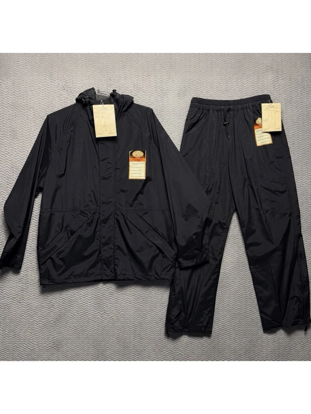 Walls Jacket & Pants Rain Suit Sz L Black Non-insulated Waterproof Breathable